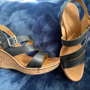 Black strap cork wedges